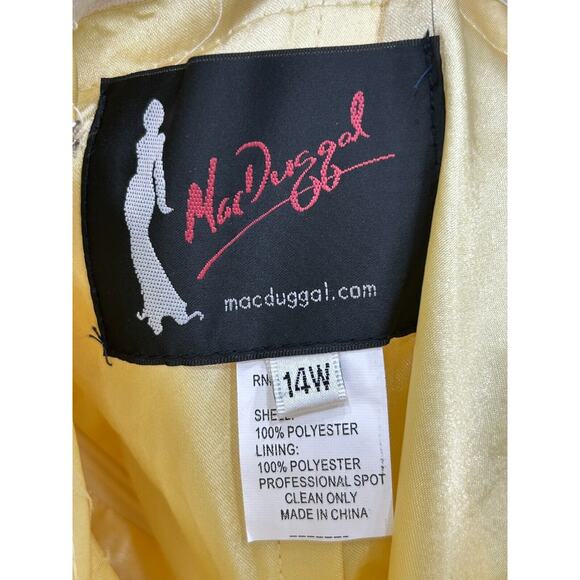 NWT Mac Duggal 66801 Metallic Brocade Strapless Bustier Gown Lemon Size 14W - Picture 14 of 14